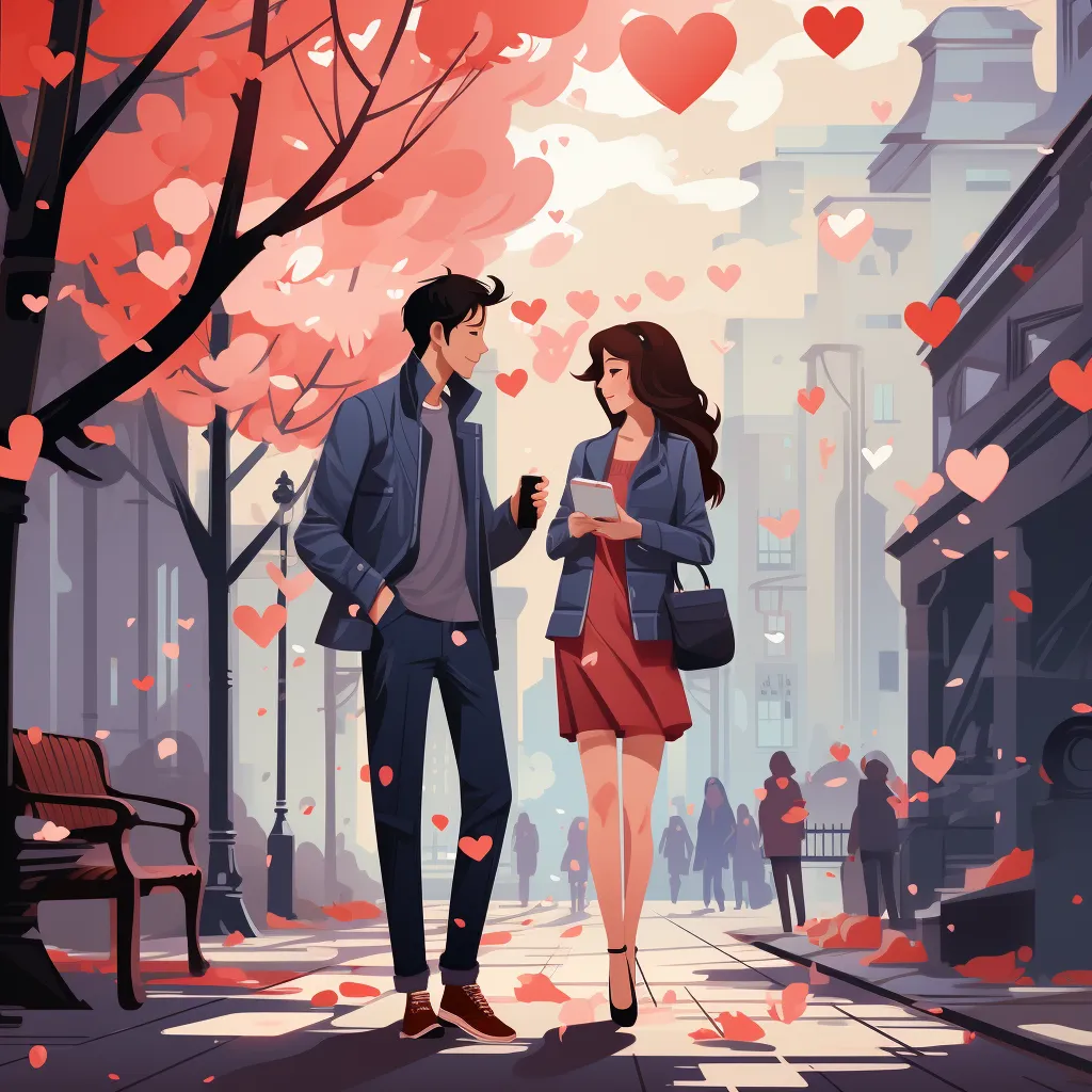 AI Artwork Generated by Midjourney - Couple on the Street Illustration, shared on the LaPrompt marketplace.